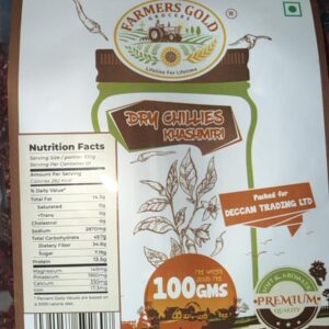 Dry Kashmiri Red Chillies 100g Farmers Gold