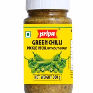 Priya Green Chilli Sliced Pickle With Out Garlic - 300g